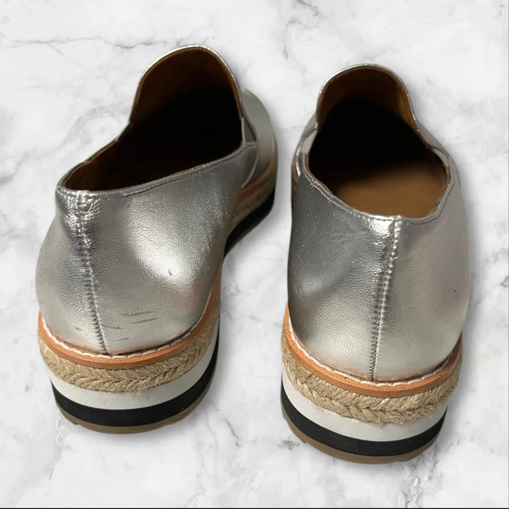Crown Vintage Bina Silver Platform Espadrille Loafers Size 8